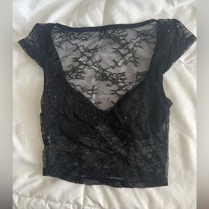 Black Lace Crop Top